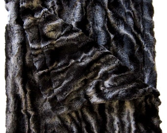 Luxury Faux Fur Dog Blanket - Black Marble
