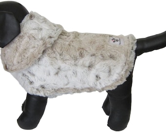 Dog Jacket - Faux Fur Ivory Leopard