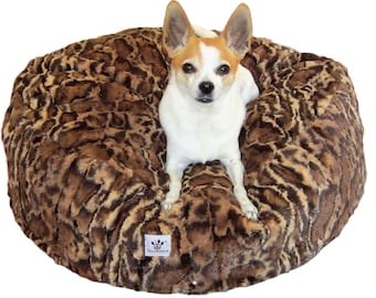 Dog Bed - Luxury Leopard Faux Fur