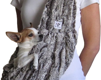 Dog Sling -Chocolate Swirl Faux Fur