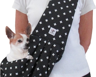 Dog Sling - Black with White Cross