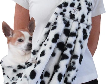 SALE!!!! Dog Sling - Faux Fur Black and White Spot