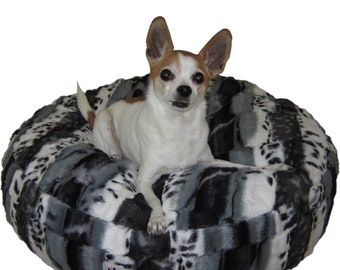 Luxury Dog Bed - Small Gray/Black Animal Print