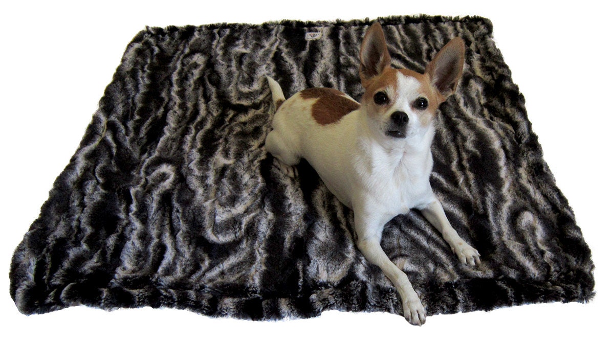 Luxury Faux Fur Dog Blanket Black Marble Etsy