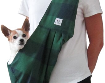 SALE!!!! Dog Sling Navy Green Check