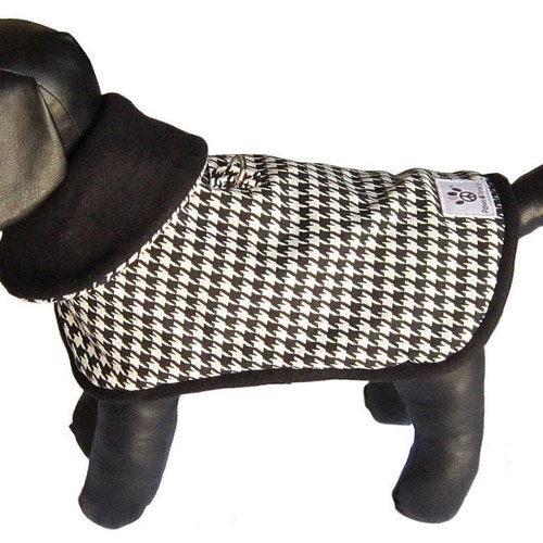 Dog Jacket Black and White Houndstooth Dog Jacket Etsy