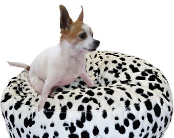 Luxury Dog Bed - Faux Fur Dalmatian