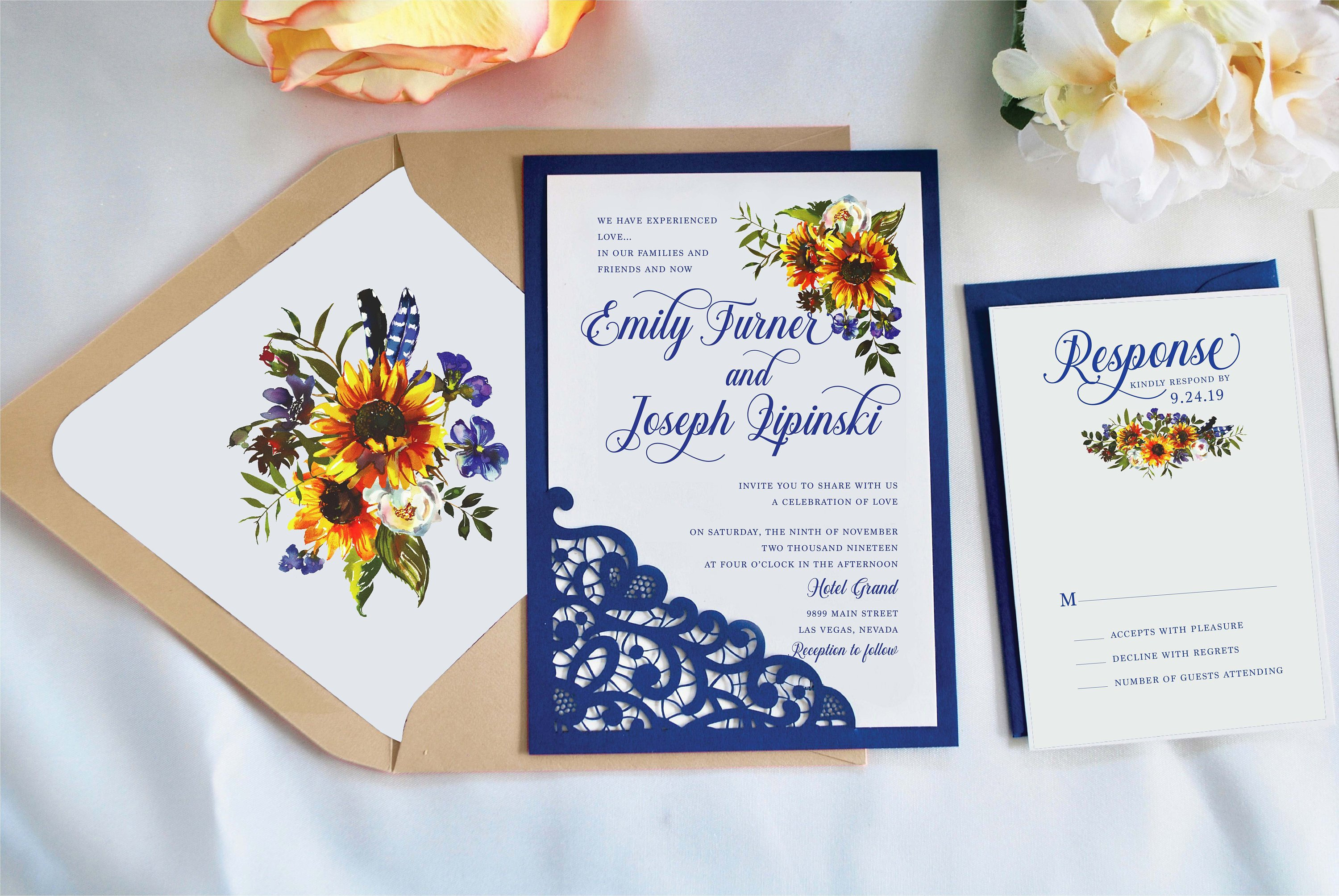 Light Blue And Yellow Wedding Invitations