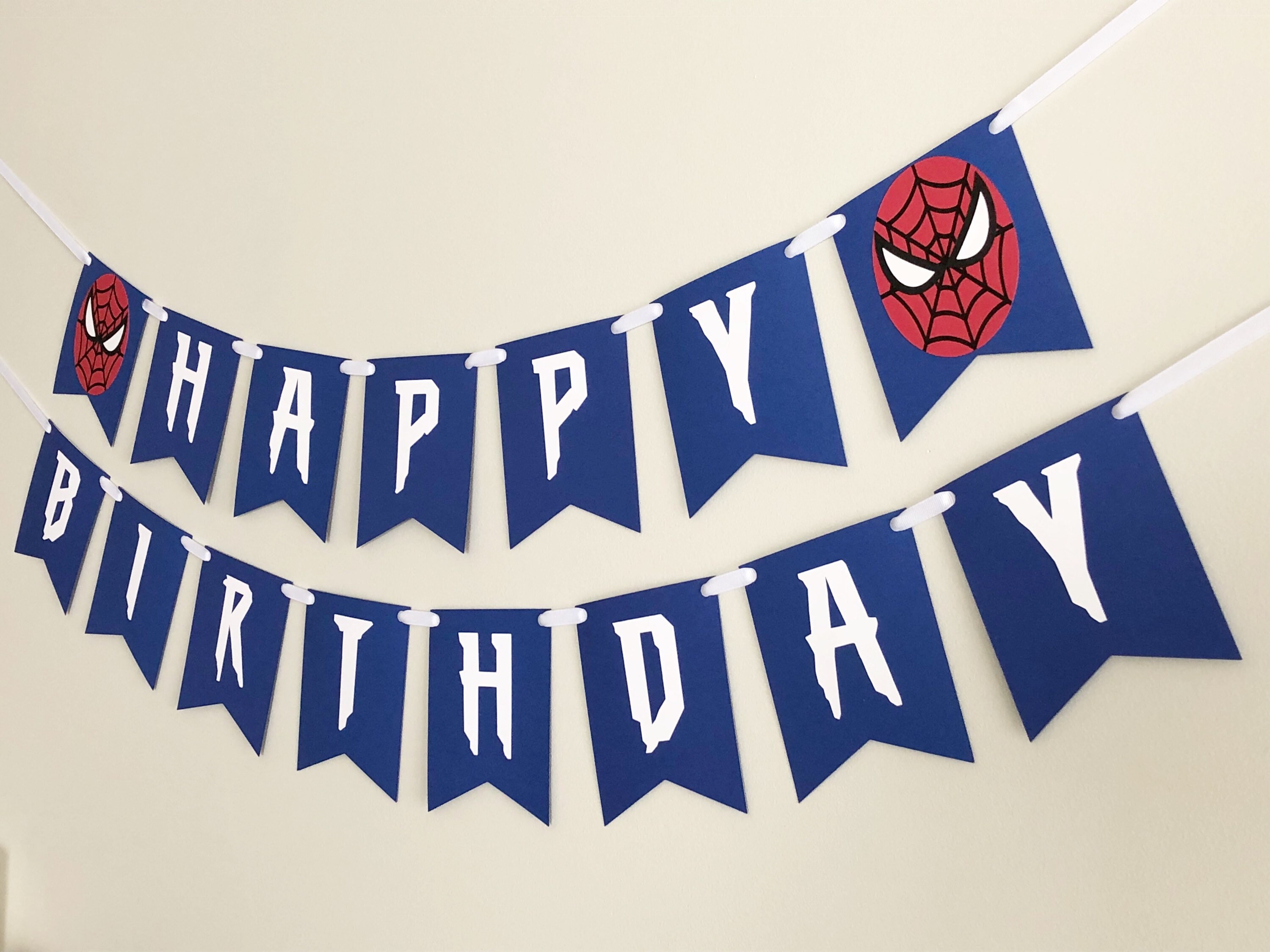 Personalised Spiderman Birthday Banner - Children's Party Decoration Poster Set Of 2