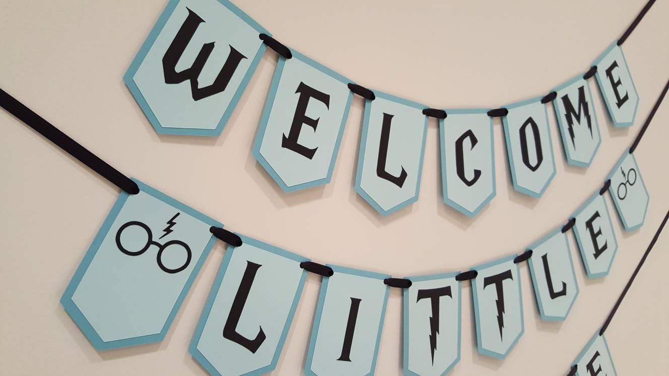 Welcome Little Muggle Wizard Baby Shower Banner Garland Blue Etsy