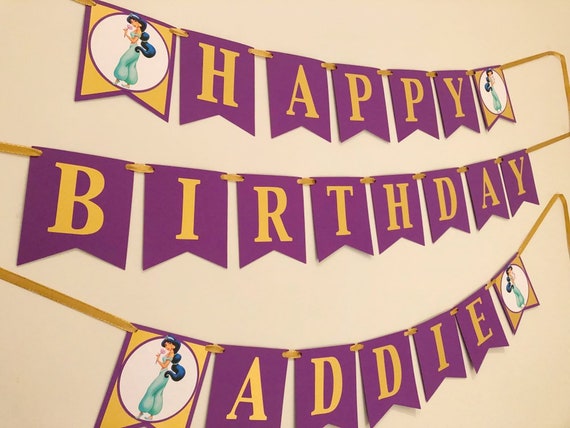 Purple And Gold Birthday Decorations Princess Jasmine Etsy