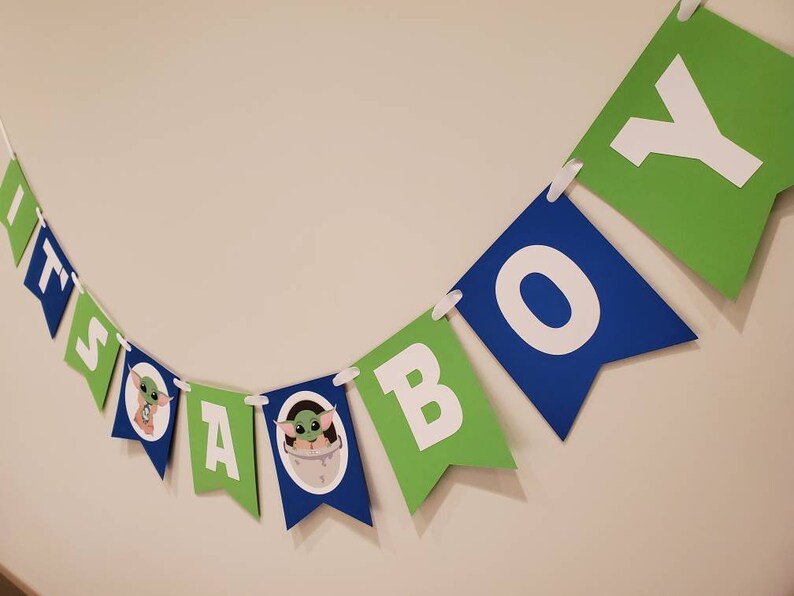 yoda baby shower it/'s a boy blue green star wars party banner decor sign wall art decorations