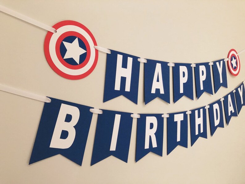 Captain America Birthday Party Decorations Banner Decor Etsy