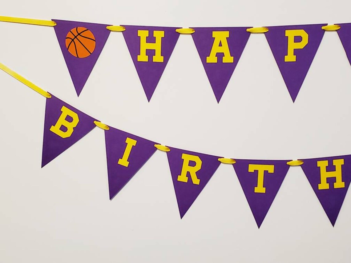 LA Lakers Basketball Birthday Party Banner Decorations Room Etsy