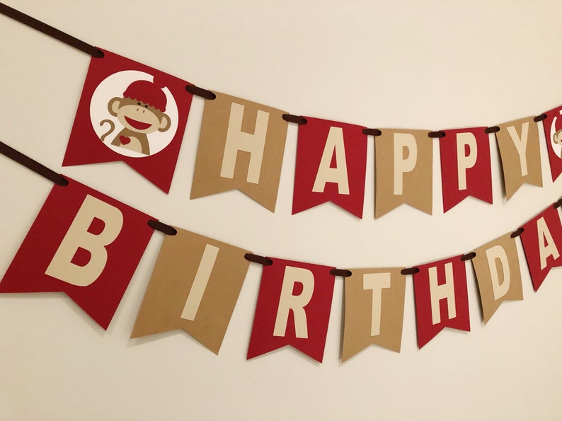 Sock monkey birthday kraft sock monkey party monkey baby shower monkey birthday red sock monkey party sock monkey decorations