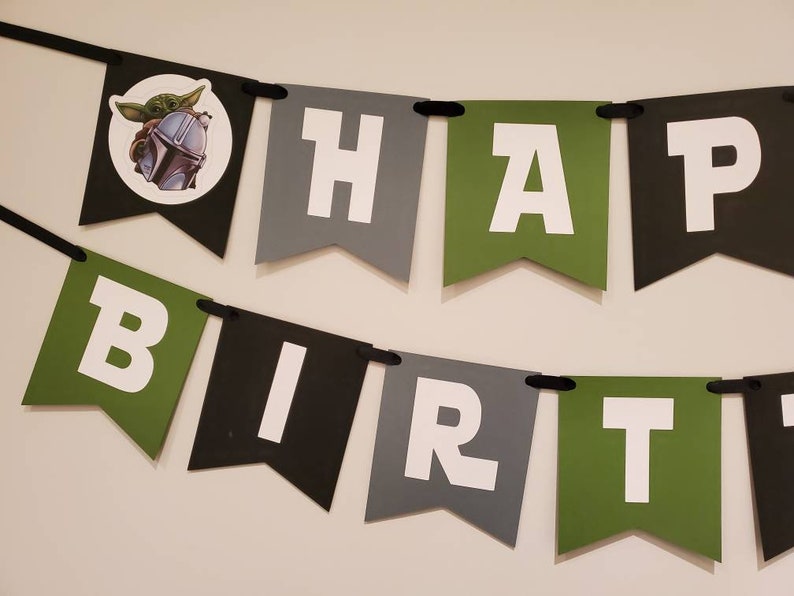 Baby yoda mandalorian banner birthday party decorations