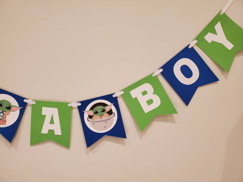 yoda baby shower it/'s a boy blue green star wars party banner decor sign wall art decorations