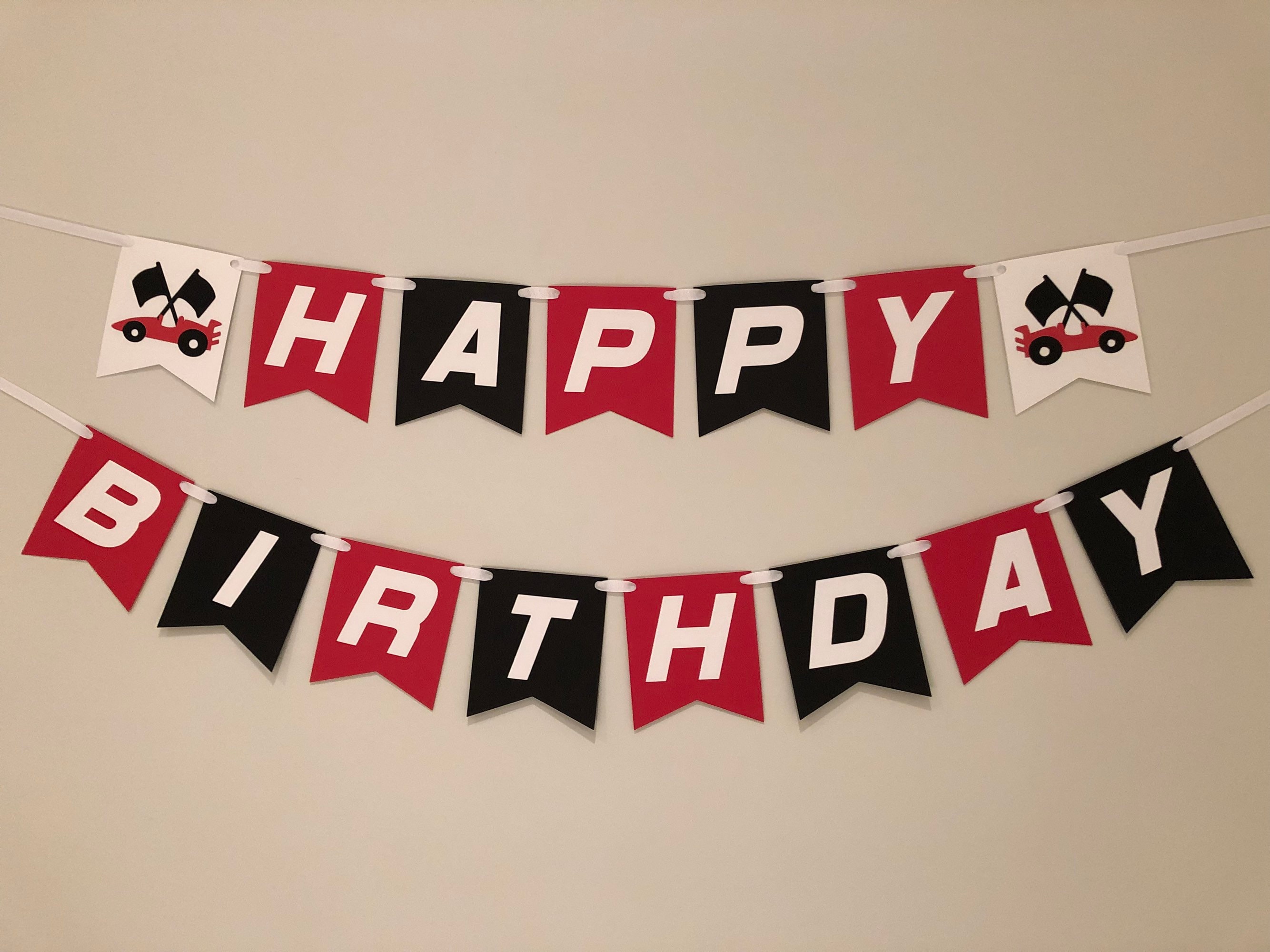 race-car-birthday-banner-racing-racecar-decorations-party-etsy