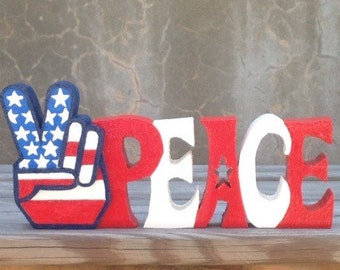 Patriotic "Peace" Shelf Decor
