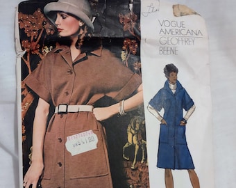Vintage Vogue Americana sewing pattern 1099 Geoffrey Beene - Lined coatdress sportswear 1970s style dress with pockets size 14 bust 36