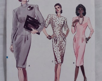 Vogue 7068 sewing pattern 1987 womens dropped waist dress 12-14-16