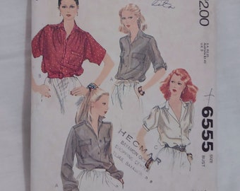 McCall's 6555 Sewing Pattern Carole Little for Saint-Tropez West blouse top size 12 bust 34 Carefree Patterns