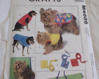 Dog Jacket Leash Waste Bag Holder and Mat - McCall's Sewing Pattern M4686 Pet Gift Items UC FF