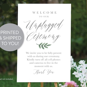 Unplugged wedding sign, wedding welcome sign, greenery wedding decor, classic wedding, unplugged Sign