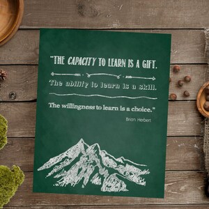 The Capacity to Learn The Ability to Learn The Willingness to Learn - 8 x 10&quot; - Printable Decor - Instant Download - Classroom Decor