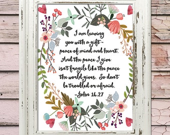 Ich lasse dich mit einem Geschenk - 8 x 10 Digitales Aquarell Art Print - druckbares Dekor - Kinderzimmer Dekor - Bibelvers
