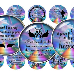 Pet Memorial Collage Sheet / Remembrance / Rainbow Bridge / One Inch Circles for Pendants / Magnets / Bottle Caps / 4 x 6 / Instant Download