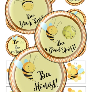 Bee Kind Digital Collage Sheet Combo One Inch Squares and Circles for Pendants / Magnets / Crafts / Instant Download