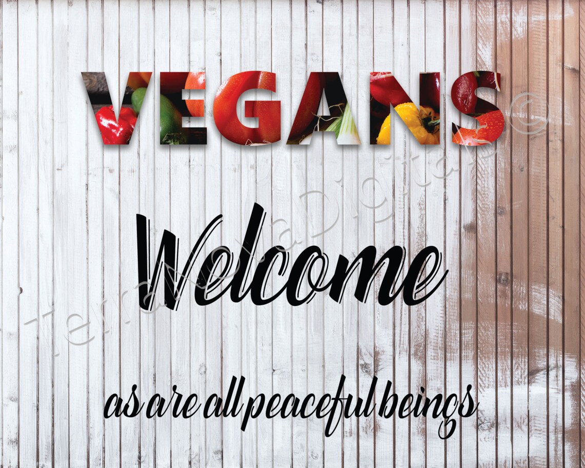 Vegans 8 X 10 Digital Art Print Kitchen Decor Vegan Kitchen