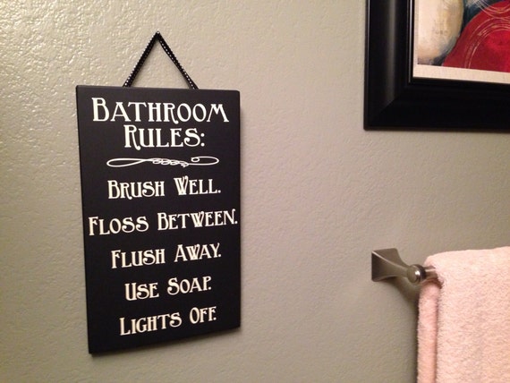 Bathroom Rules Wood Sign 7.25 x 11.5 | Etsy