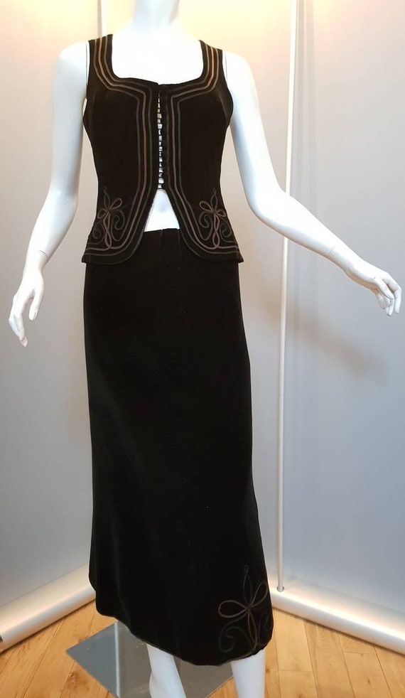 XXS XS 60s skirt set boho waistcoat 60s skirt suit