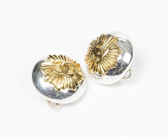 sale Authentic vintage CHANEL SUNRAY button earrin