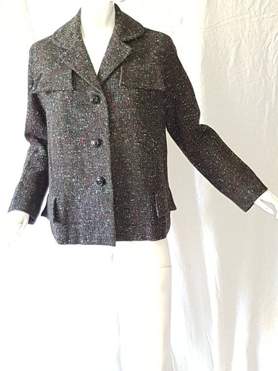 50s speckle wool black jacket swing jacket 50s mat