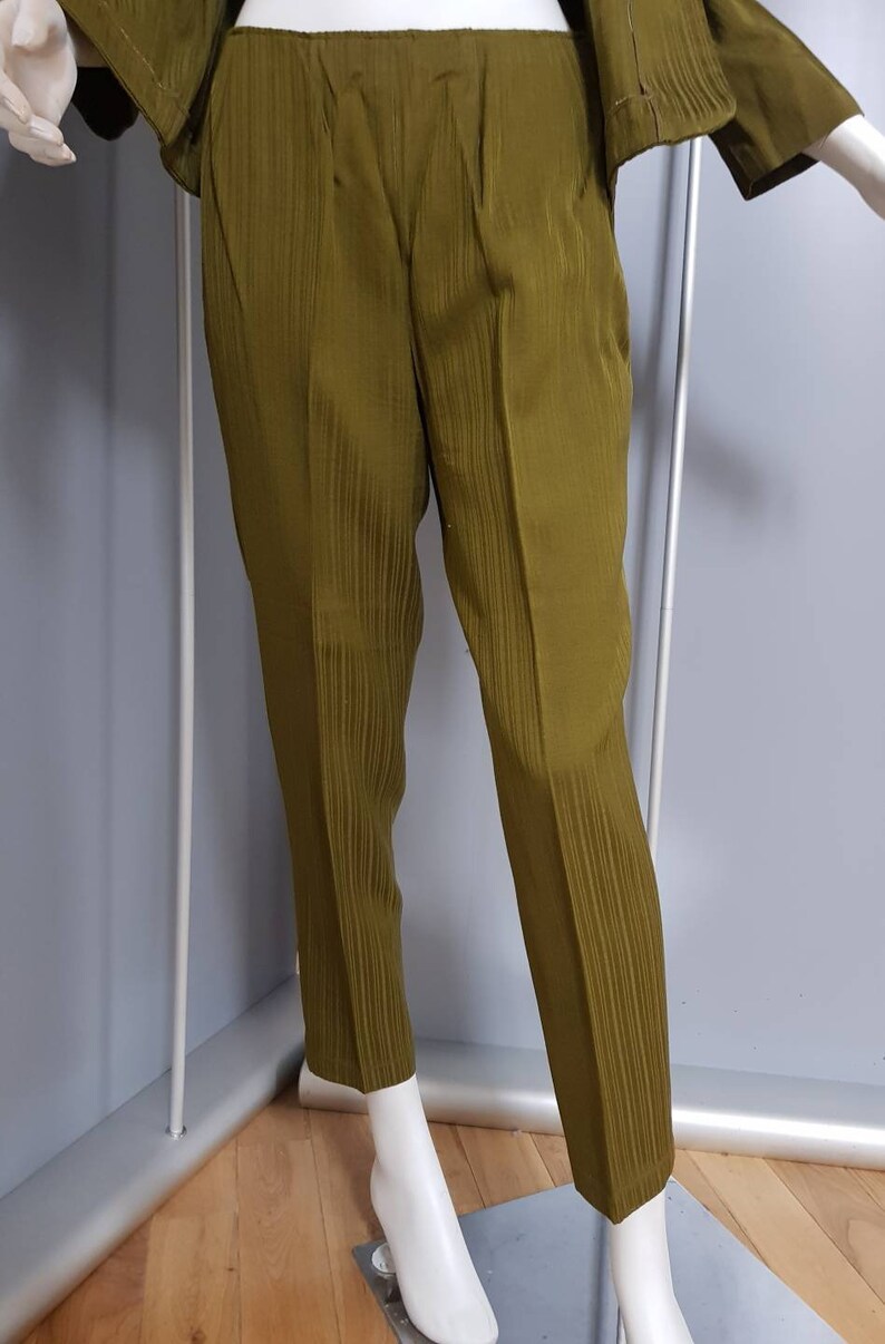 XS S 50s Wallis cigarette pant suit olive green jacket with Etsy