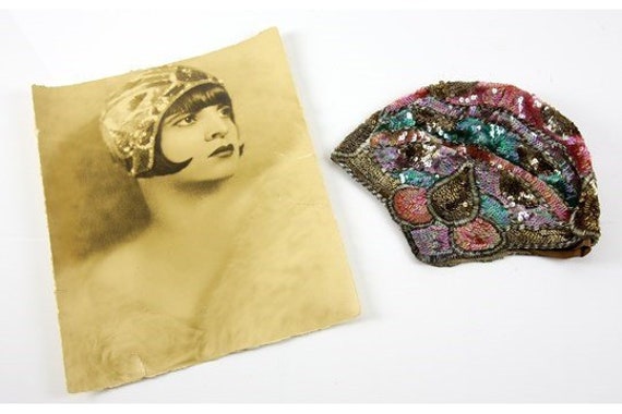20s flapper hat, sequin flapper hat, 20s cloche ha