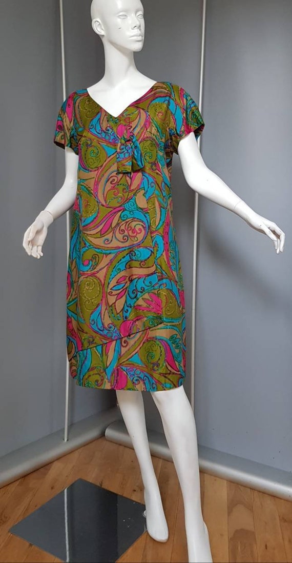 XS S 60s psychedelic FRANK USHER silk dress