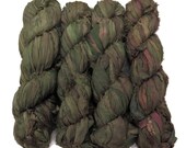 New Premium Sari Silk Ribbon yarn , 100g , color Military Green