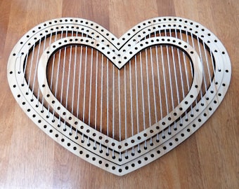 Heart shape weaving frame loom, woven wall art , to tapestry weaving.* Optional cotton warp thread .