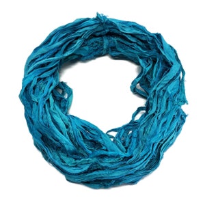 New 100g, Sari Silk Ribbon yarn, 45-50 yards, Color: Azure blue image 2