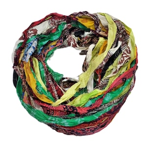 New! Sari Silk Chiffon Printed Ribbon ,  100g per skein