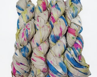 New! Tye dye Sari Silk Ribbon, 100g per skein, SP-1