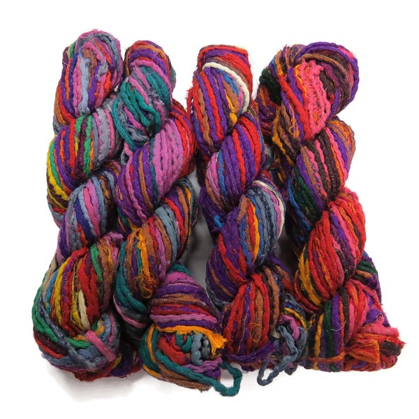 Sale! Sari Silk Hemmed Cording, 100g , Multi colored mix