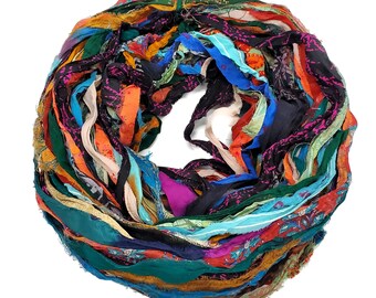 New! Sari Silk Chiffon Printed Ribbon ,  100g per skein