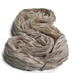 Huge Premium Sari Silk Ribbon, Antique White