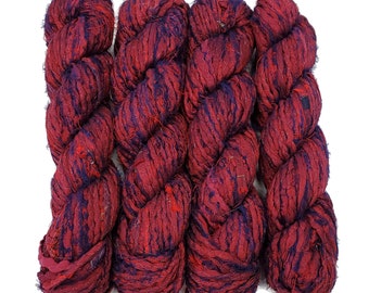 Sale! Sari Silk Hemmed Cording, 100g ,  Bordeaux / Navy color mix