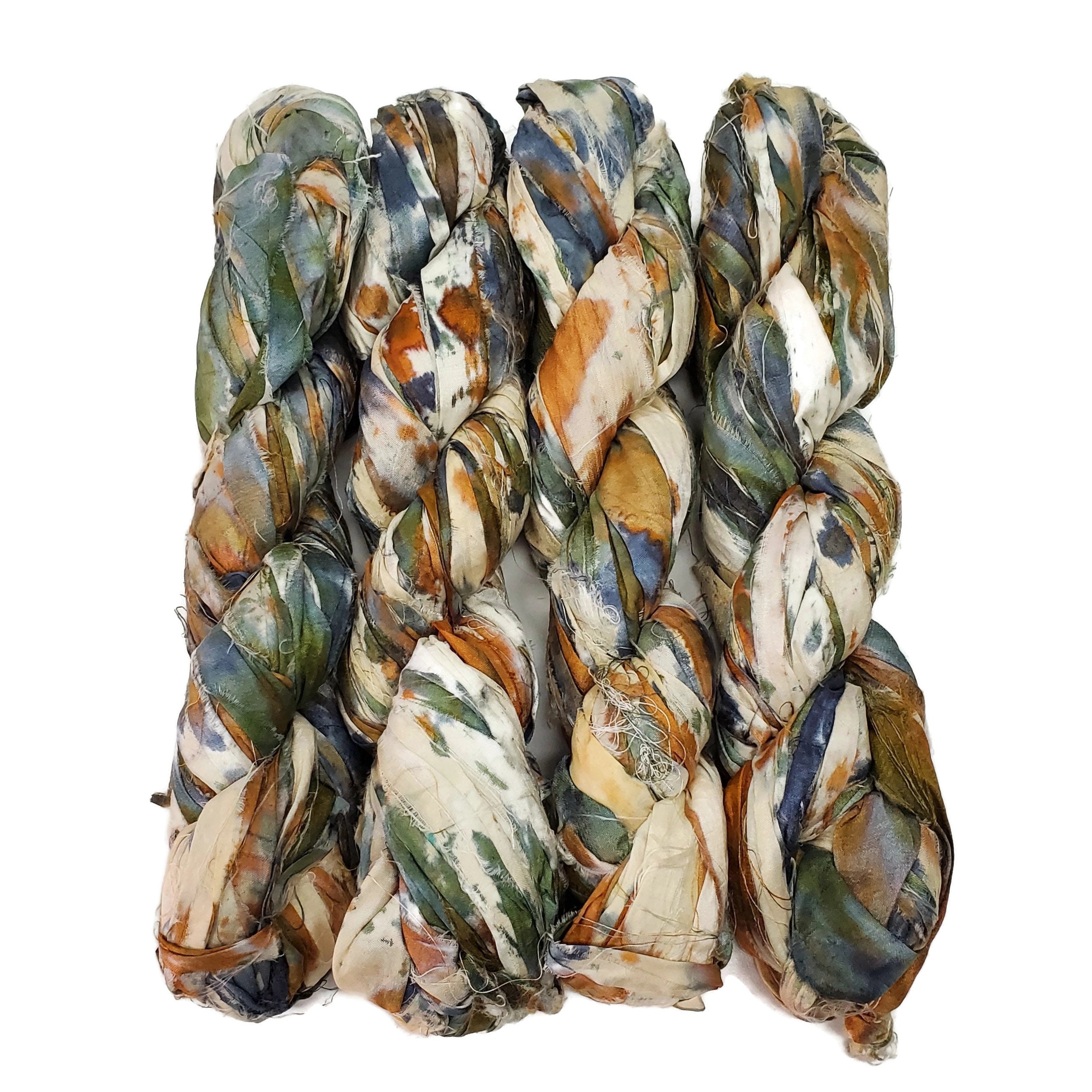 100g Recycled Sari Silk Ribbon Yarn, Jewelry Making Trim